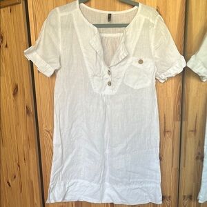 💟 White linen shirt dress (size S) 💟
